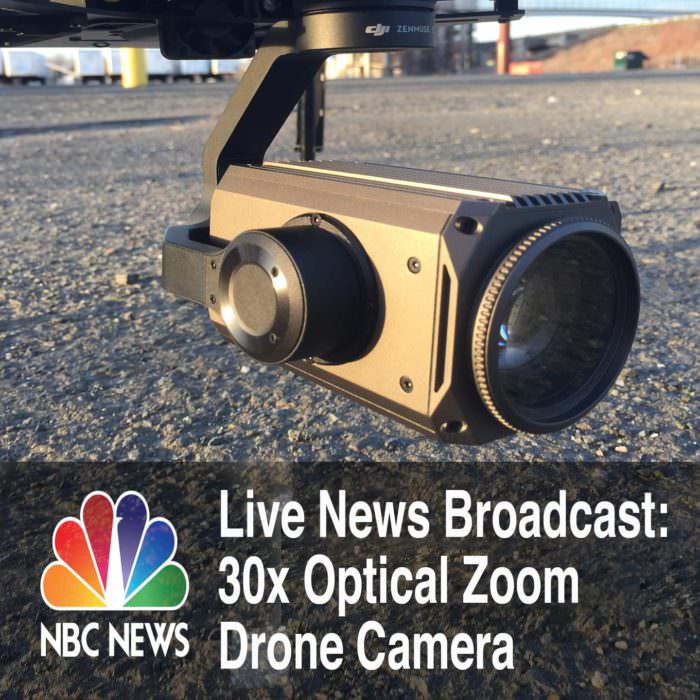 Drone Camera Using 30x Optical Zoom for Live News and Event Broadcast