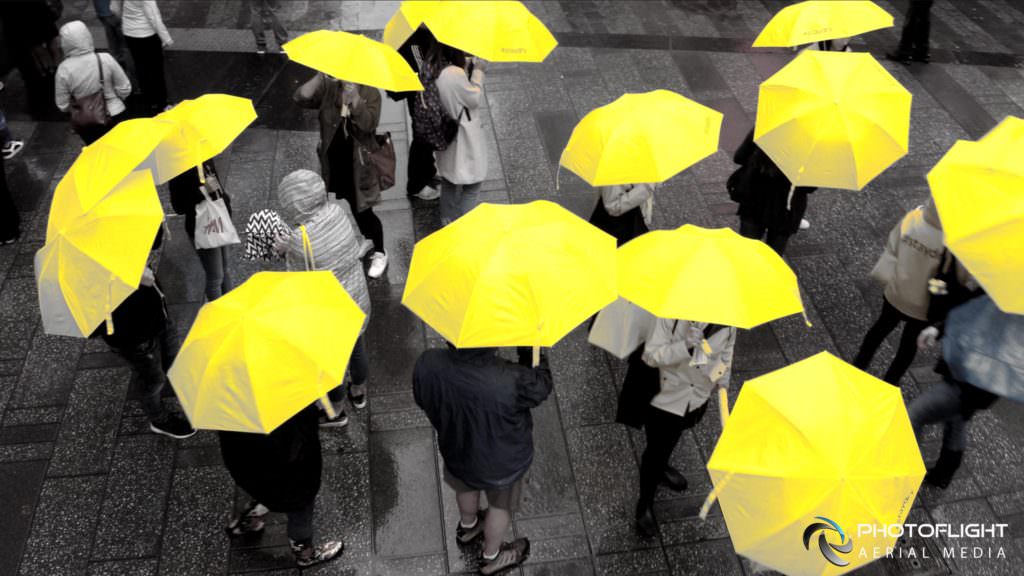 Yellow Umbrellas - NYC Drone Photography and Video