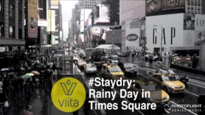 Aerial Drone Footage of Rainy Day in Times Square