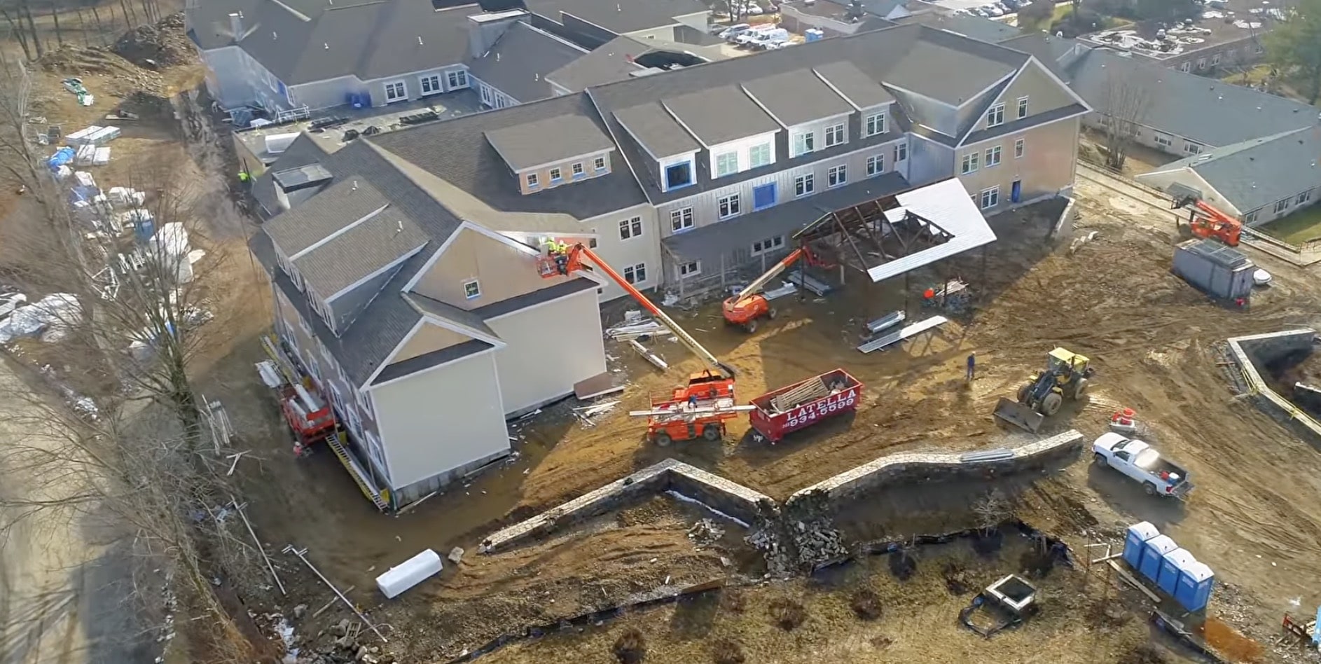 Construction progress drone time lapse video