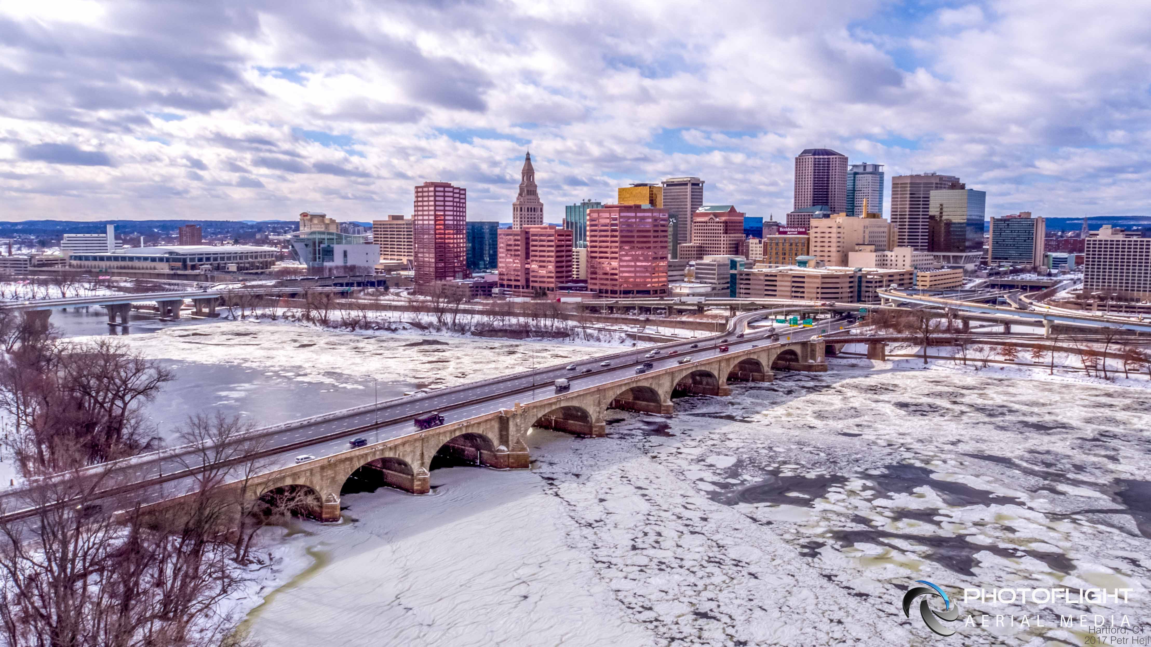 Hartford CT River And Skyline Winter Panorama PAM Small 2 