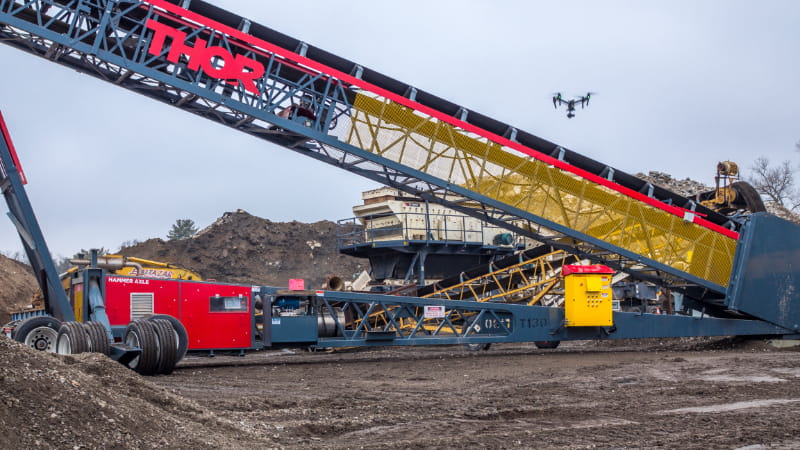 Eye-level ground shot of construction crane