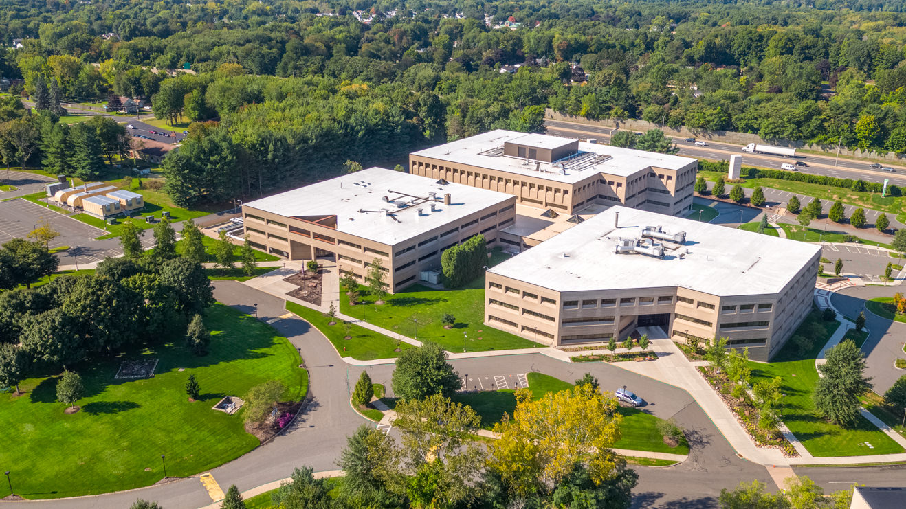 Aerial drone photo of business property