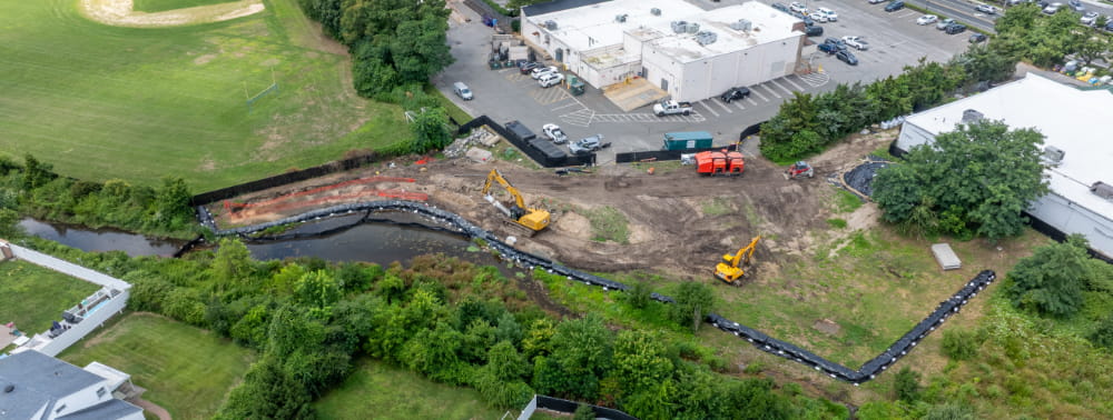 Aerial drone shot of remediation site Aerial drone shot of remediation site