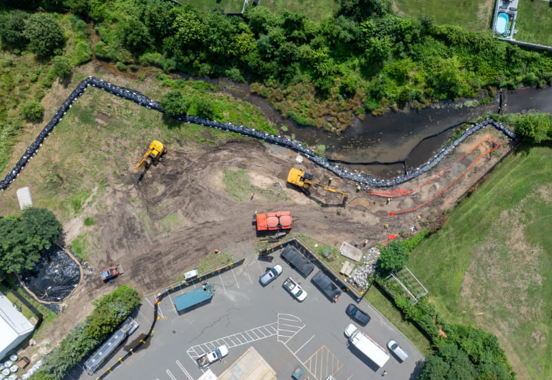 Aerial photo of construction near Willetts Creek