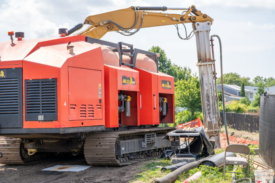 Tractor during initial remediation process